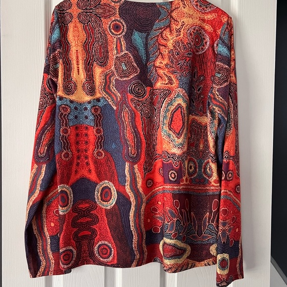 Abstract Quarter Zip Long Sleeve Top Size XL - Picture 3 of 3